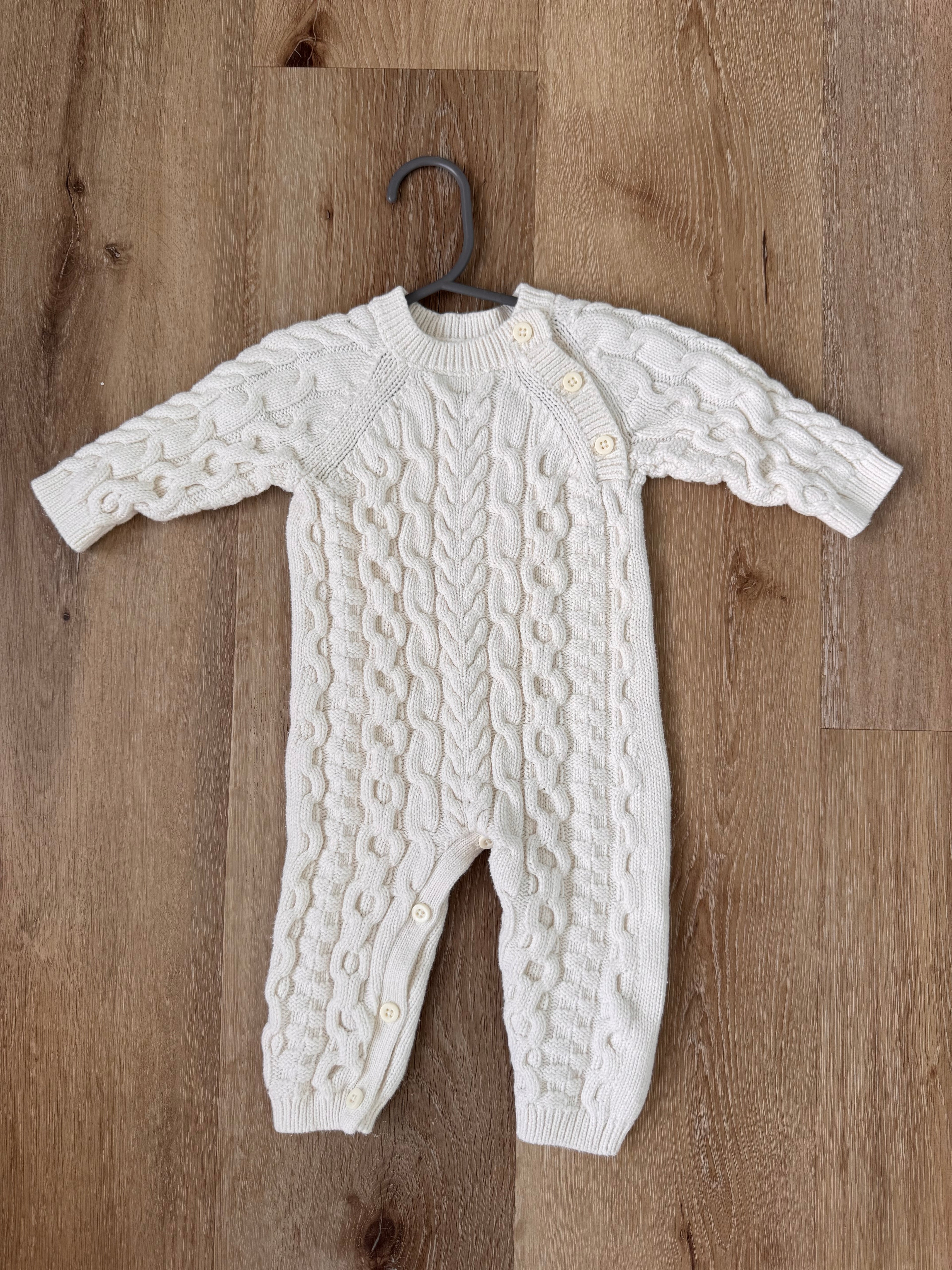 Winter cream colored knit baby romper (3-6mo)