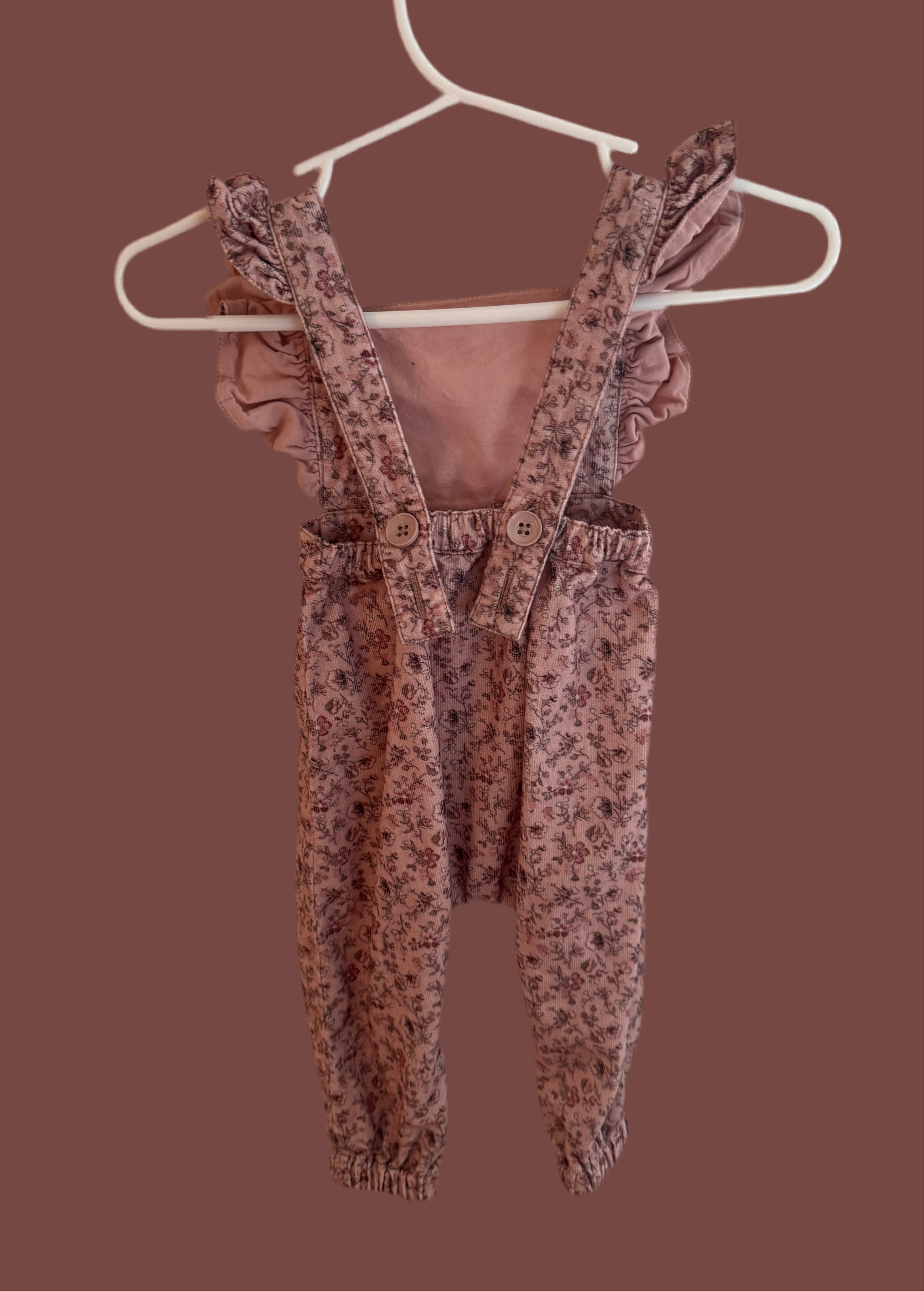 Pink corduroy children’s romper 0-3mo