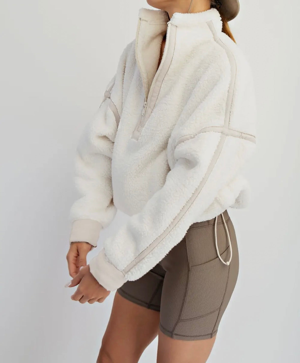 Sherpa fleece half zip - CREAM