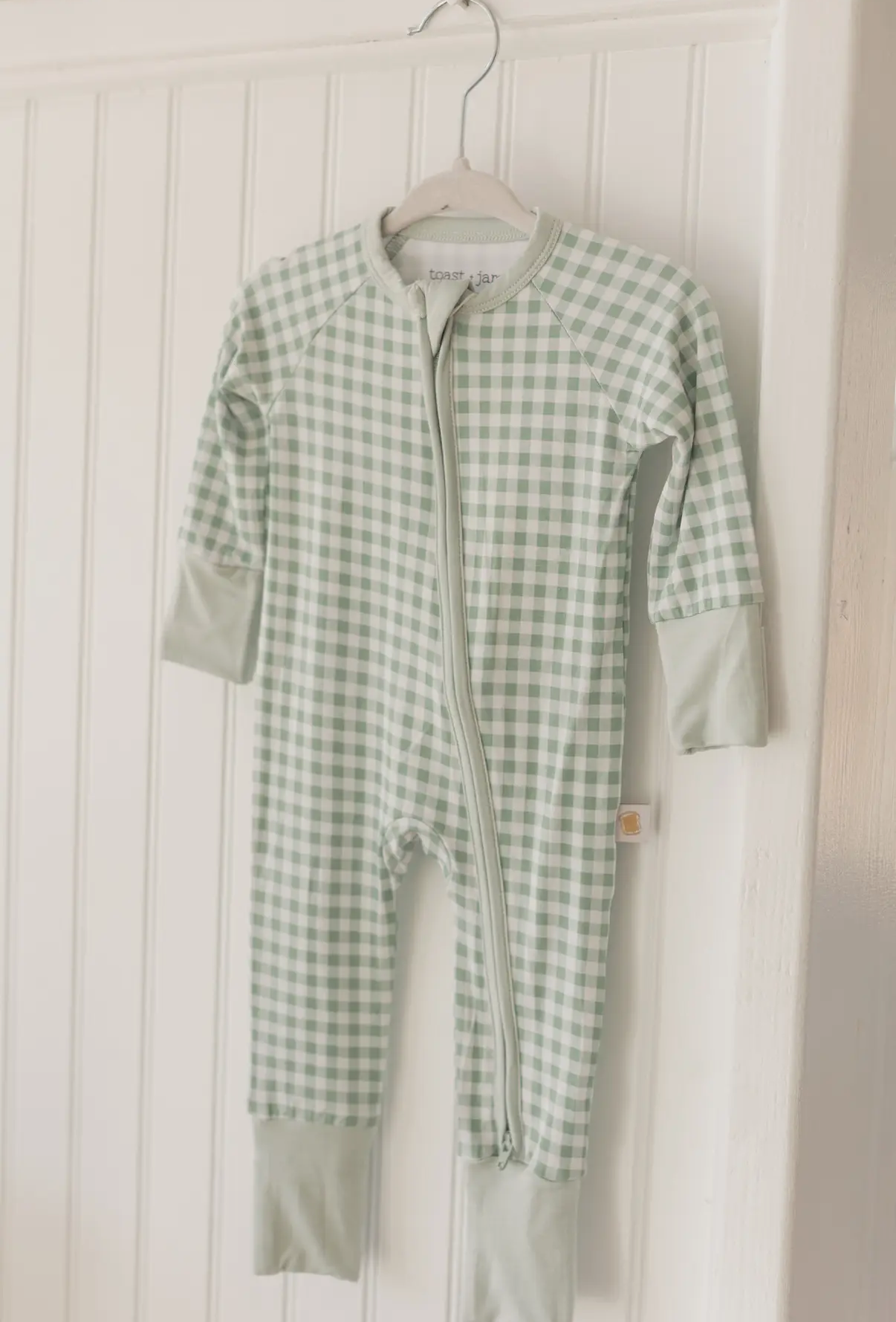 Sage gingham sleeper