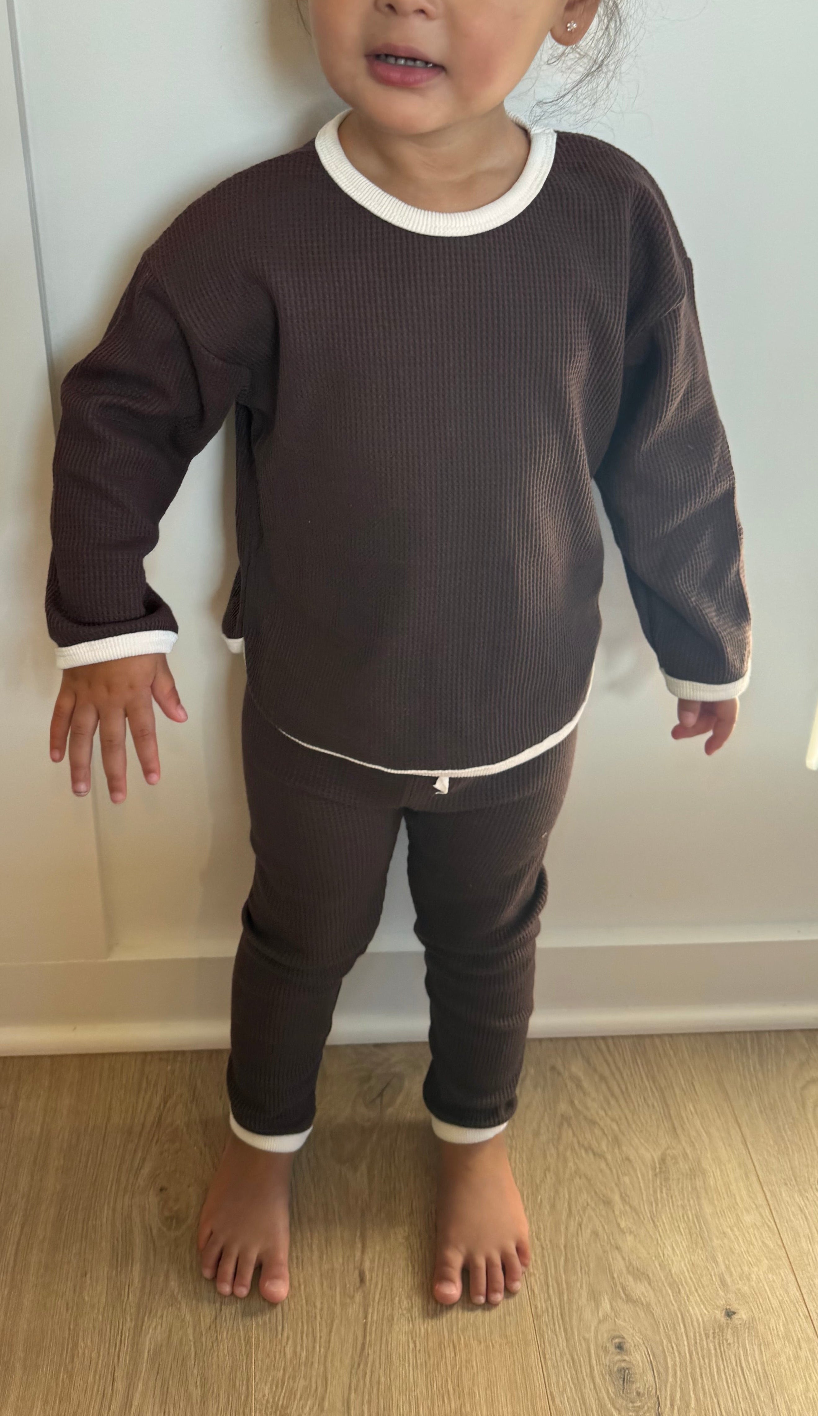 waffle knit set (chocolate)