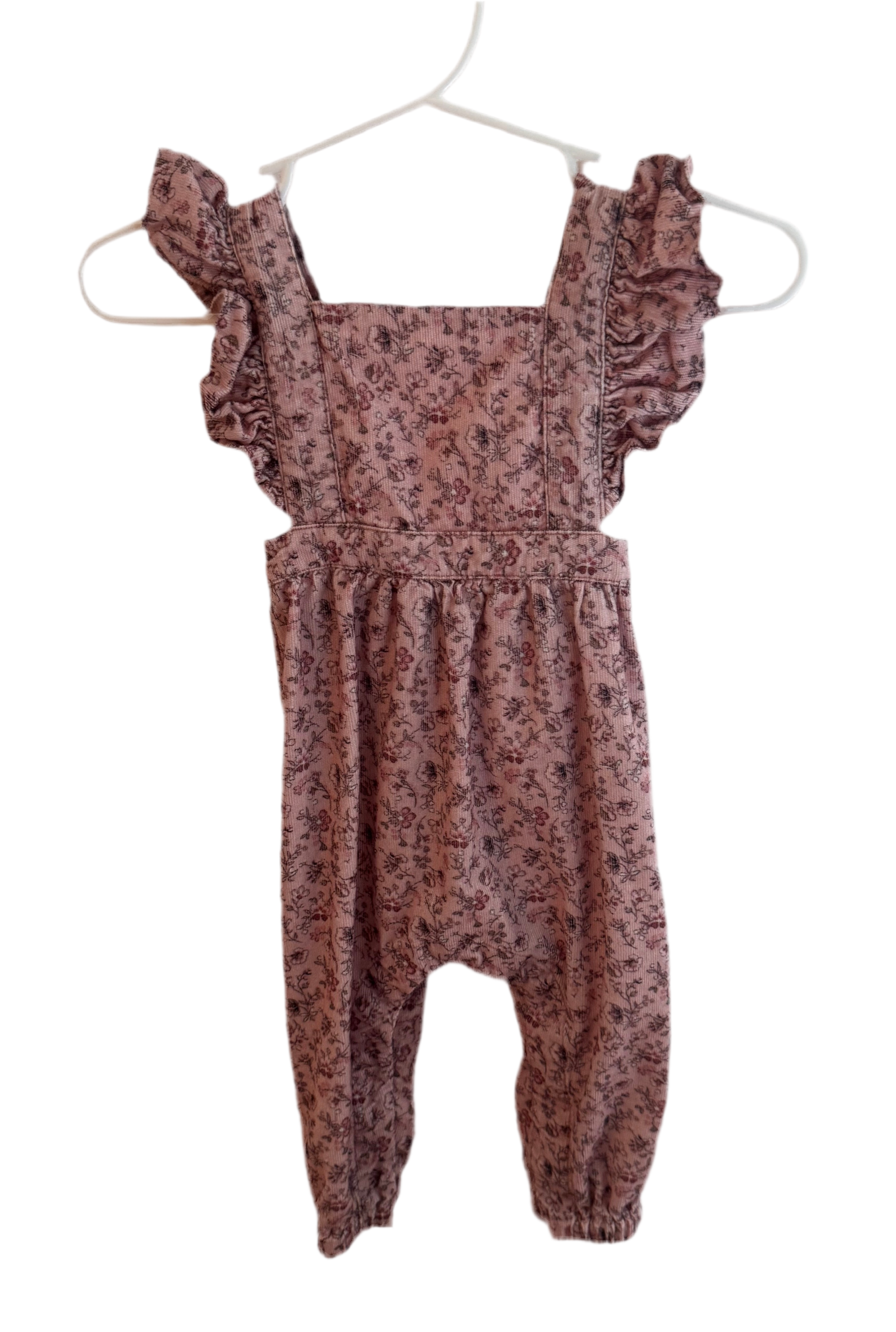Pink corduroy children’s romper 0-3mo