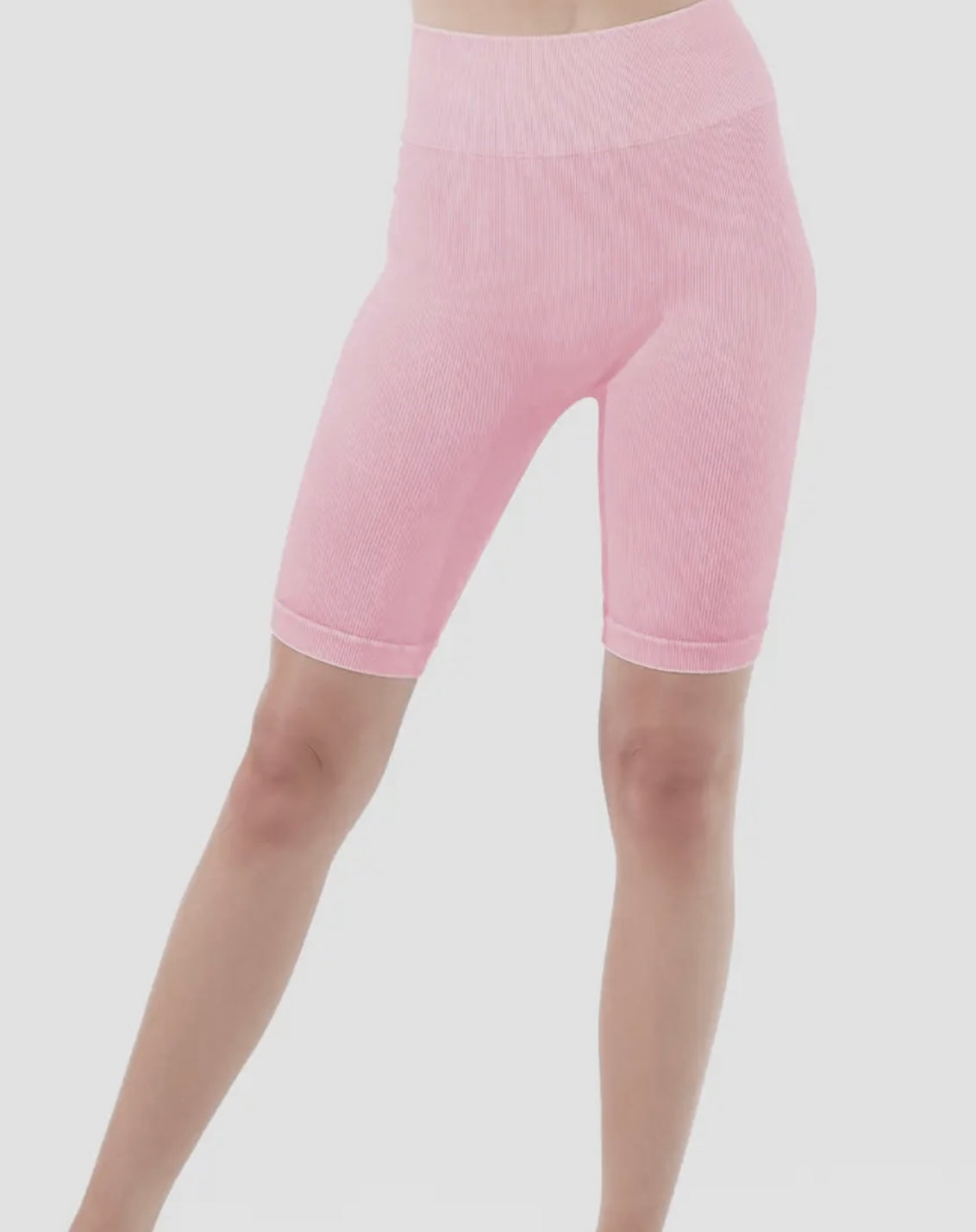 ribbed biker shorts (BUBBLEGUM)