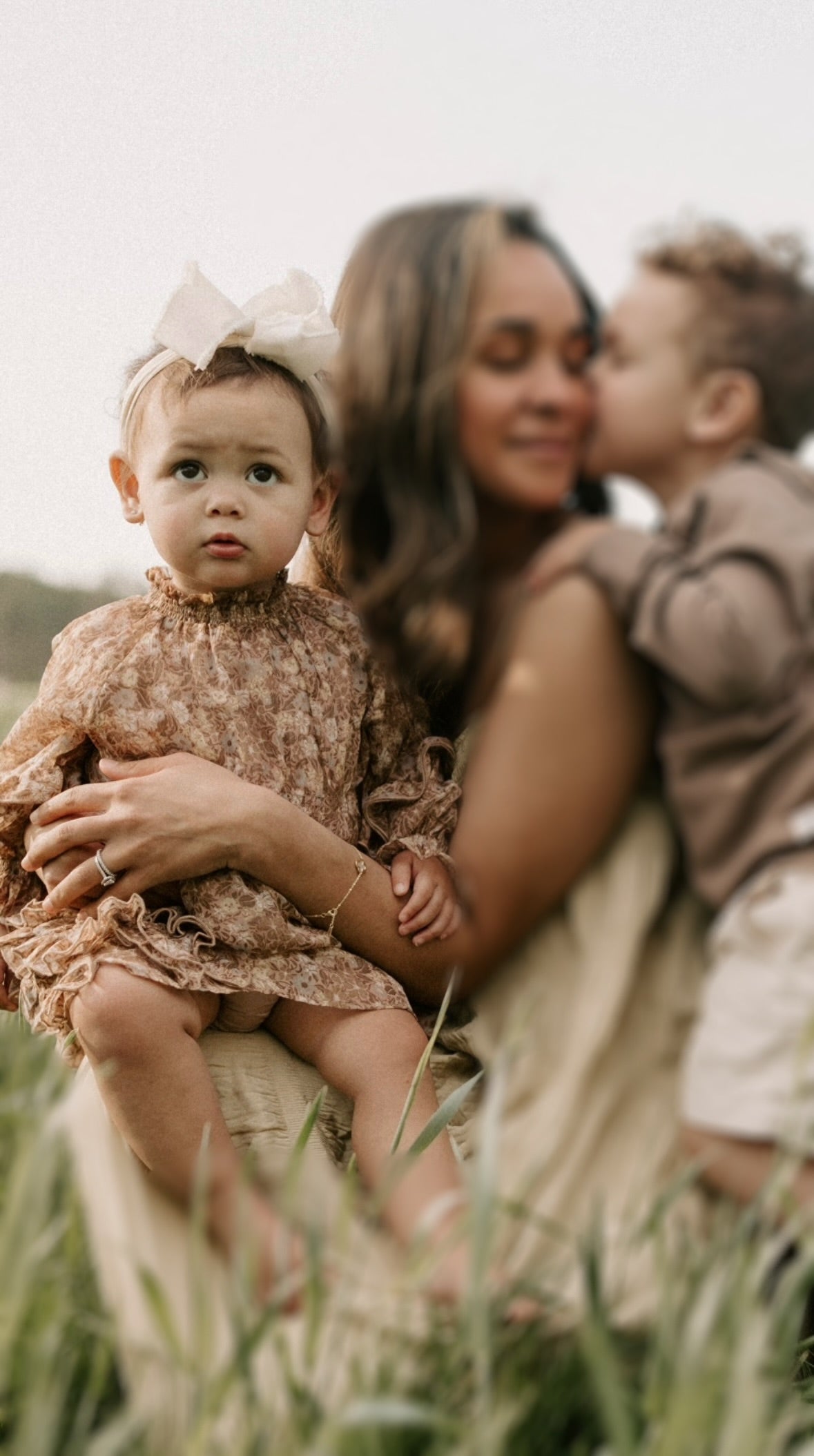 Vintage-inspired chiffon brown floral dress (18 months)