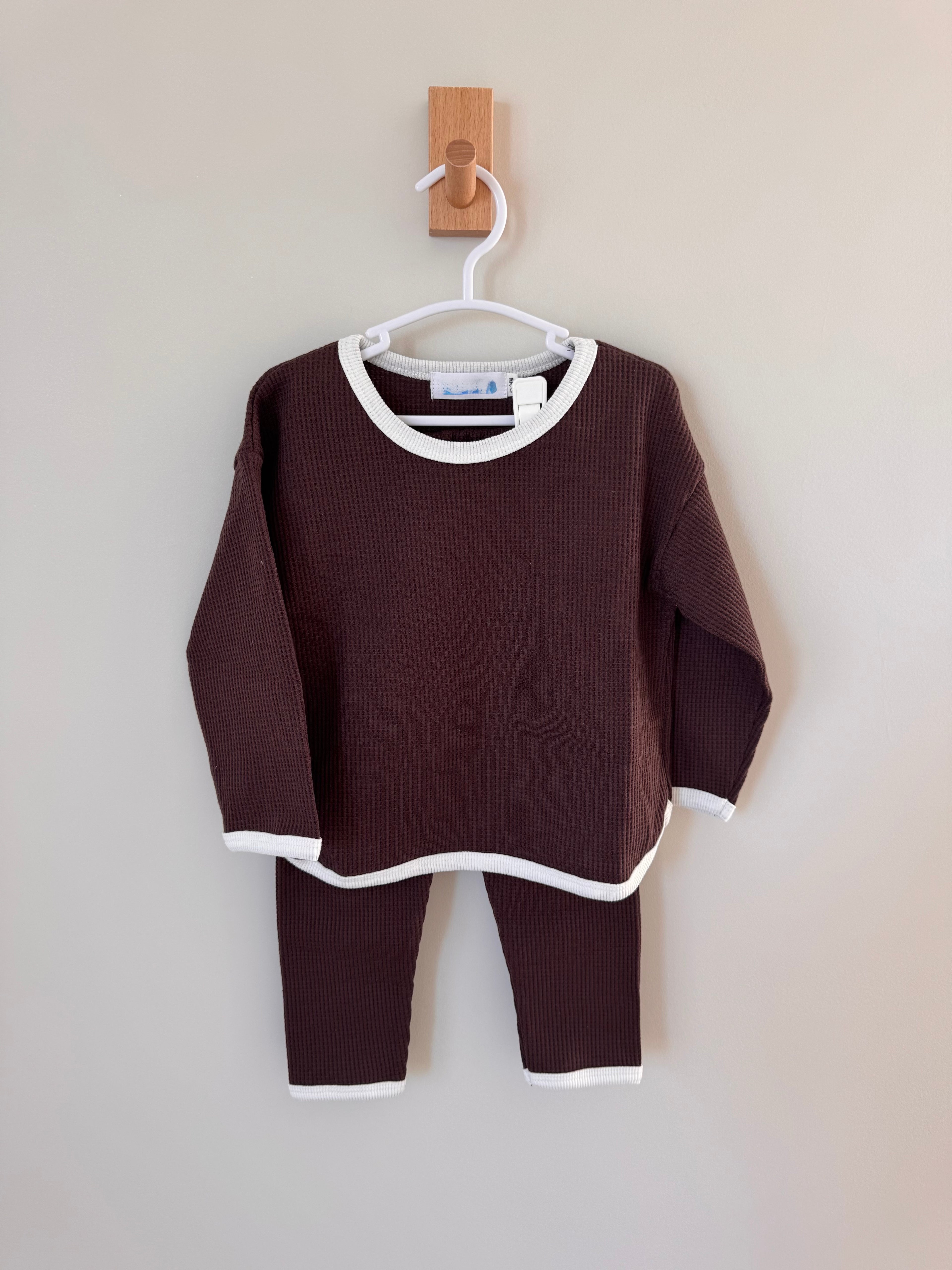 waffle knit set (chocolate)