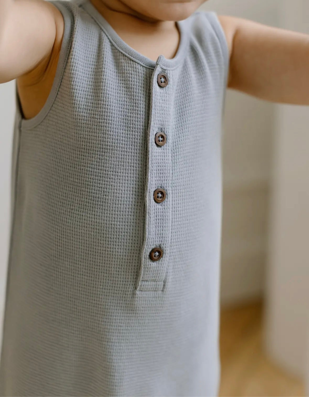 Henley waffle tank romper