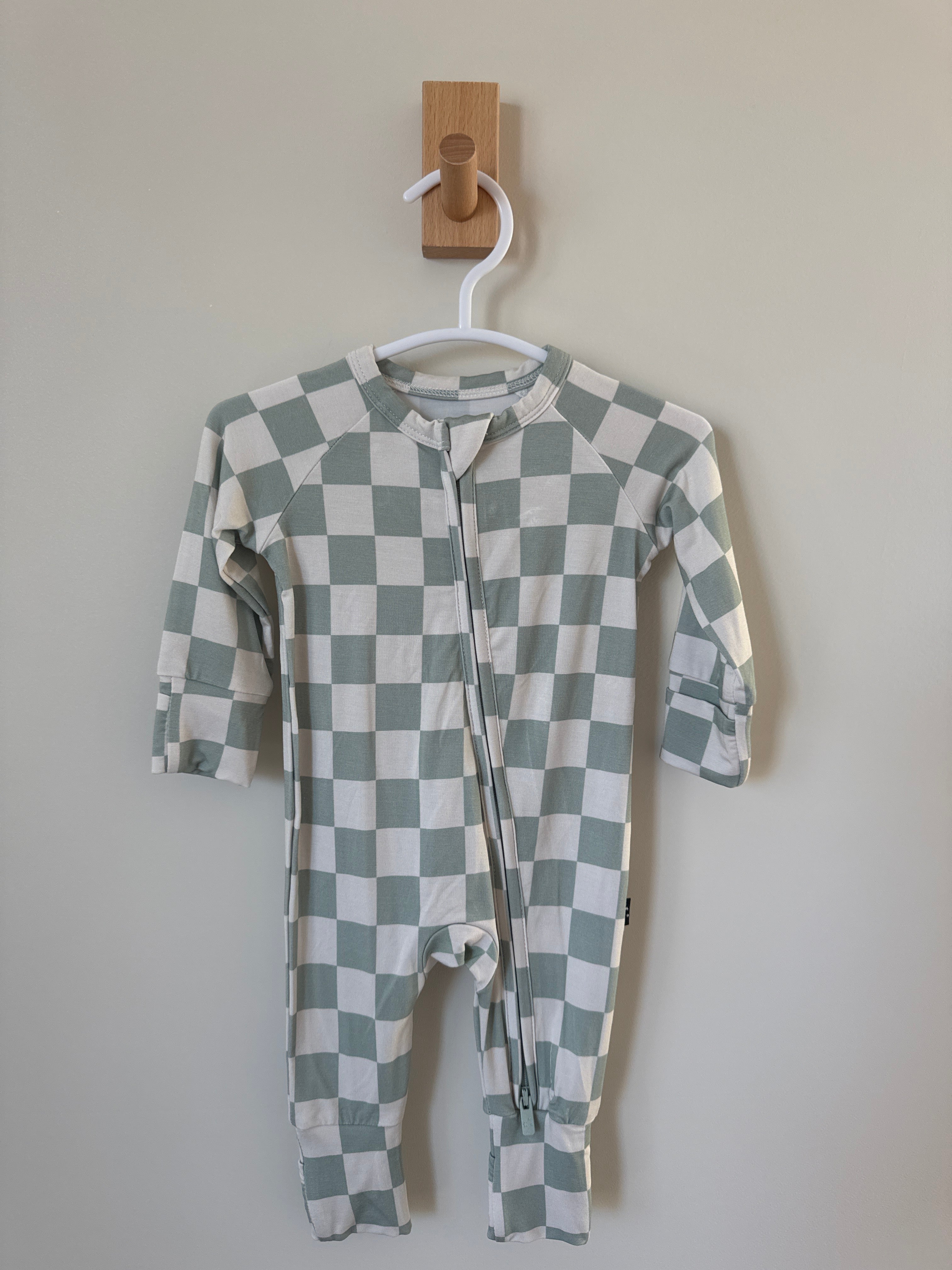Sage green checkered bamboo sleeper