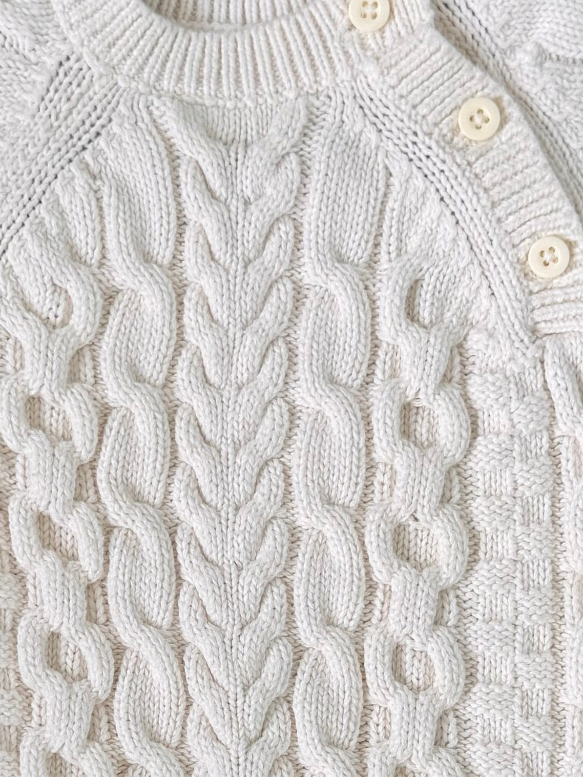 Winter cream colored knit baby romper (3-6mo)
