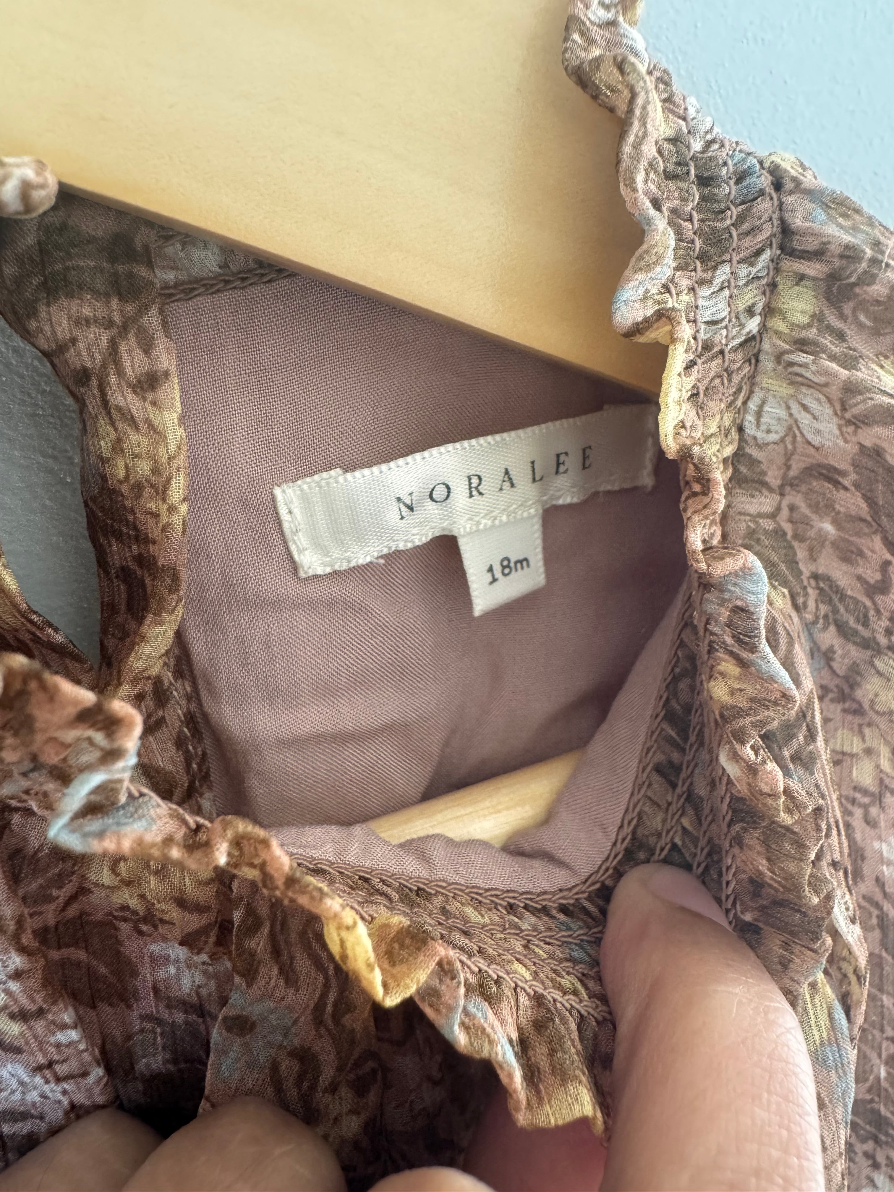 PRELOVED* Vintage-inspired chiffon brown floral dress (18 months)