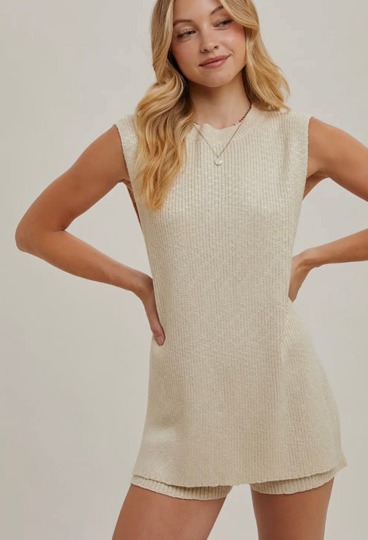 Sleeveless knit shorts set