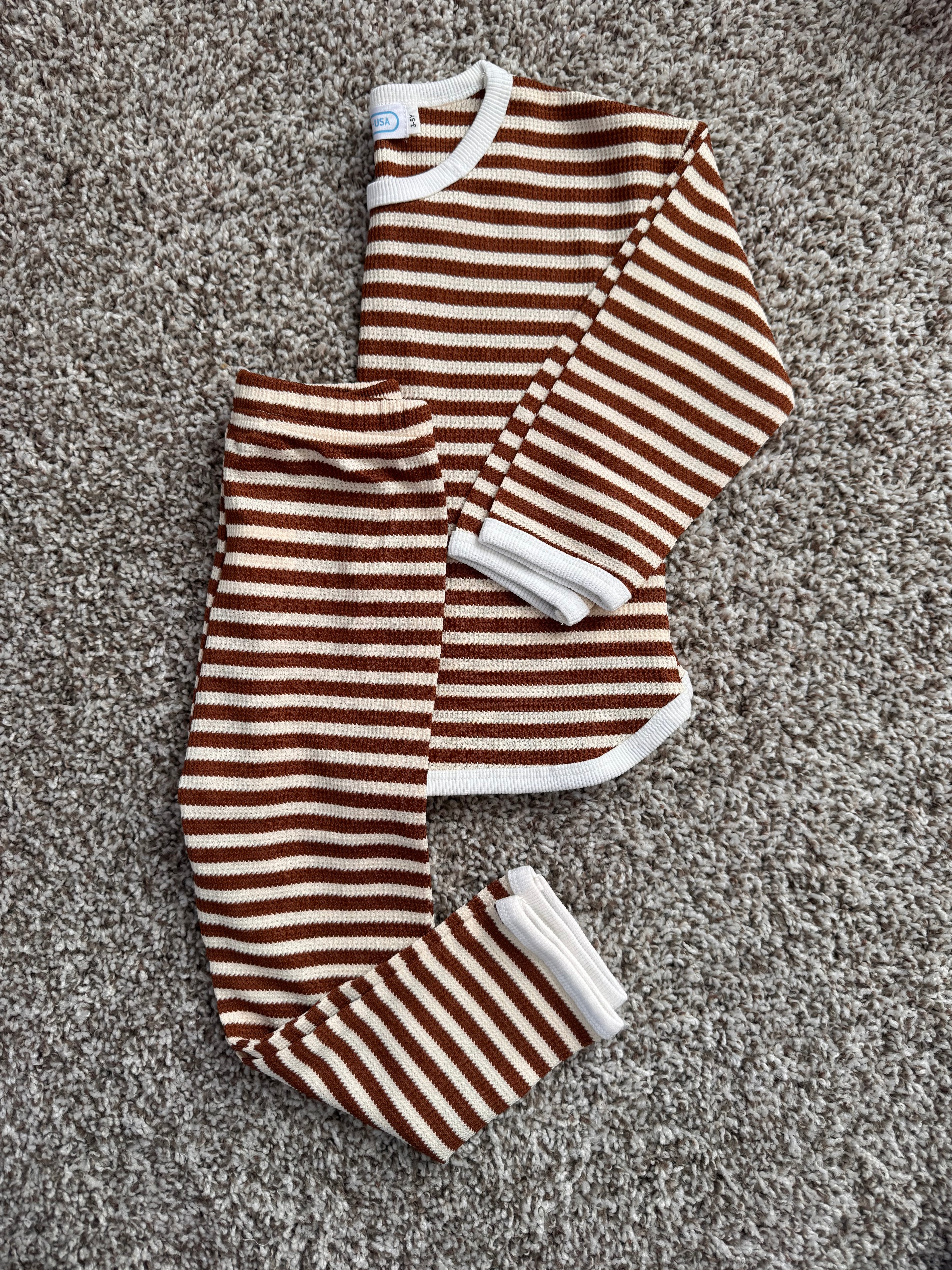 waffle knit set (autumn stripes)