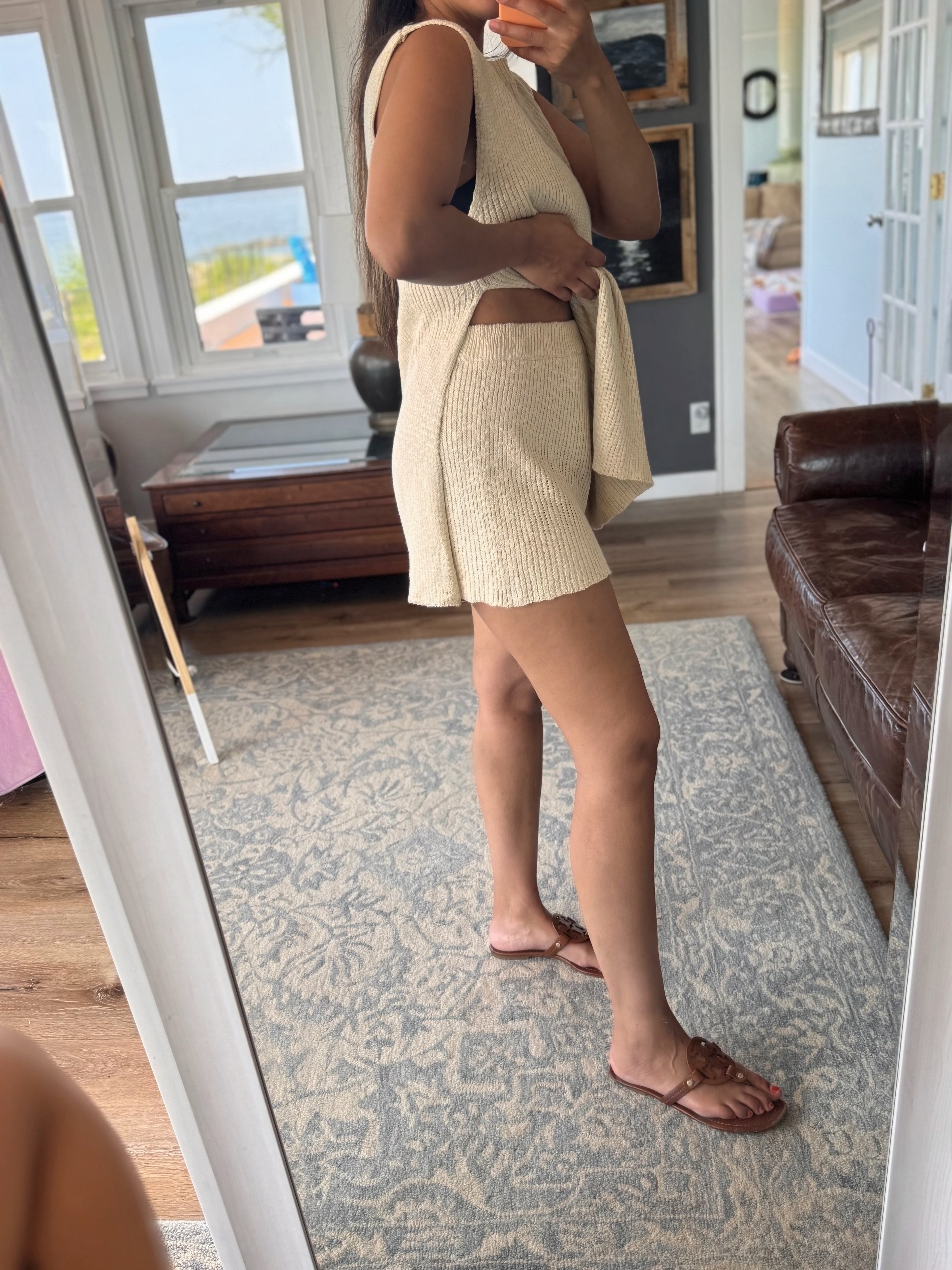 Sleeveless knit shorts set