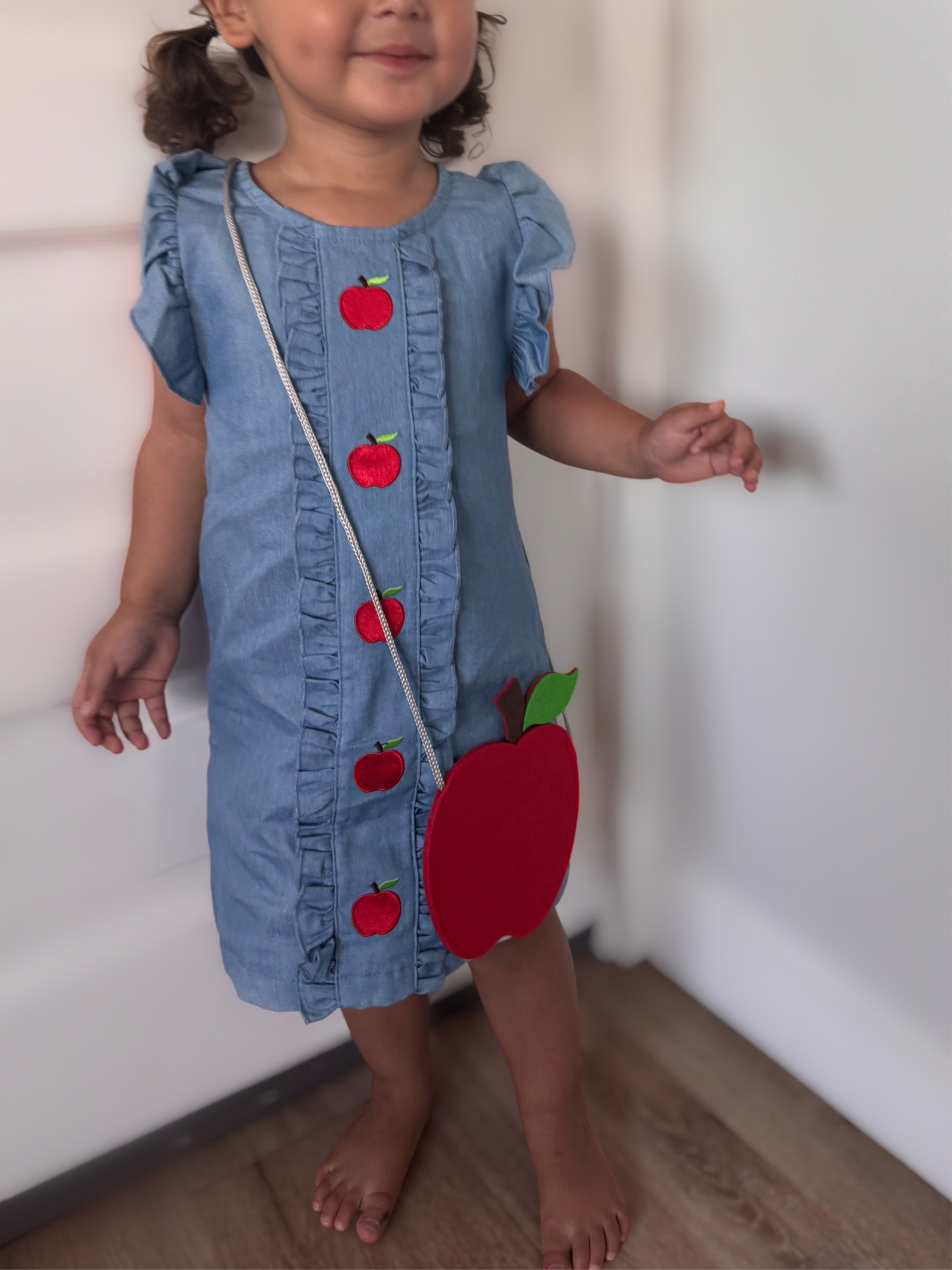 back to school dress + apple purse