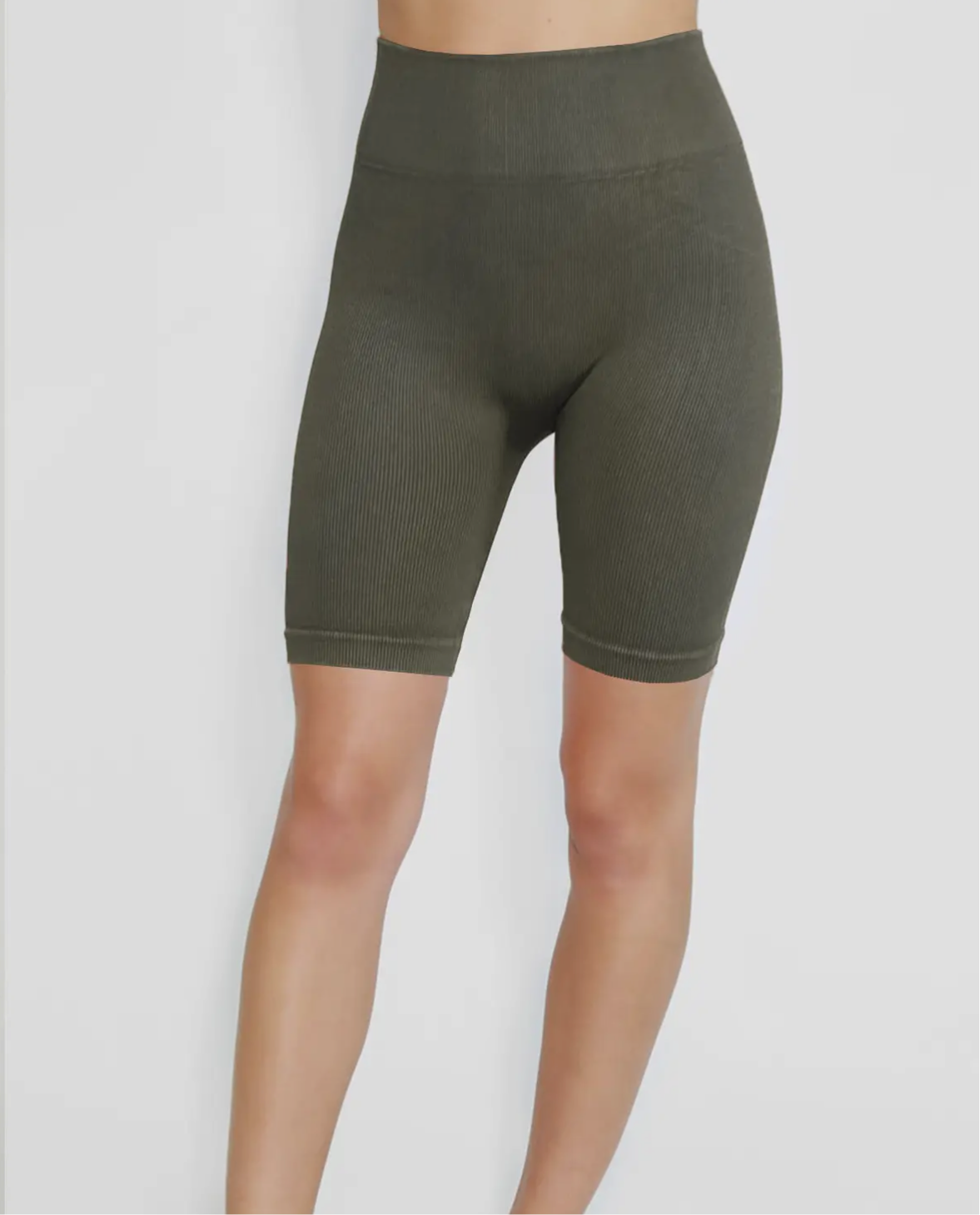ribbed biker shorts (OLIVE)