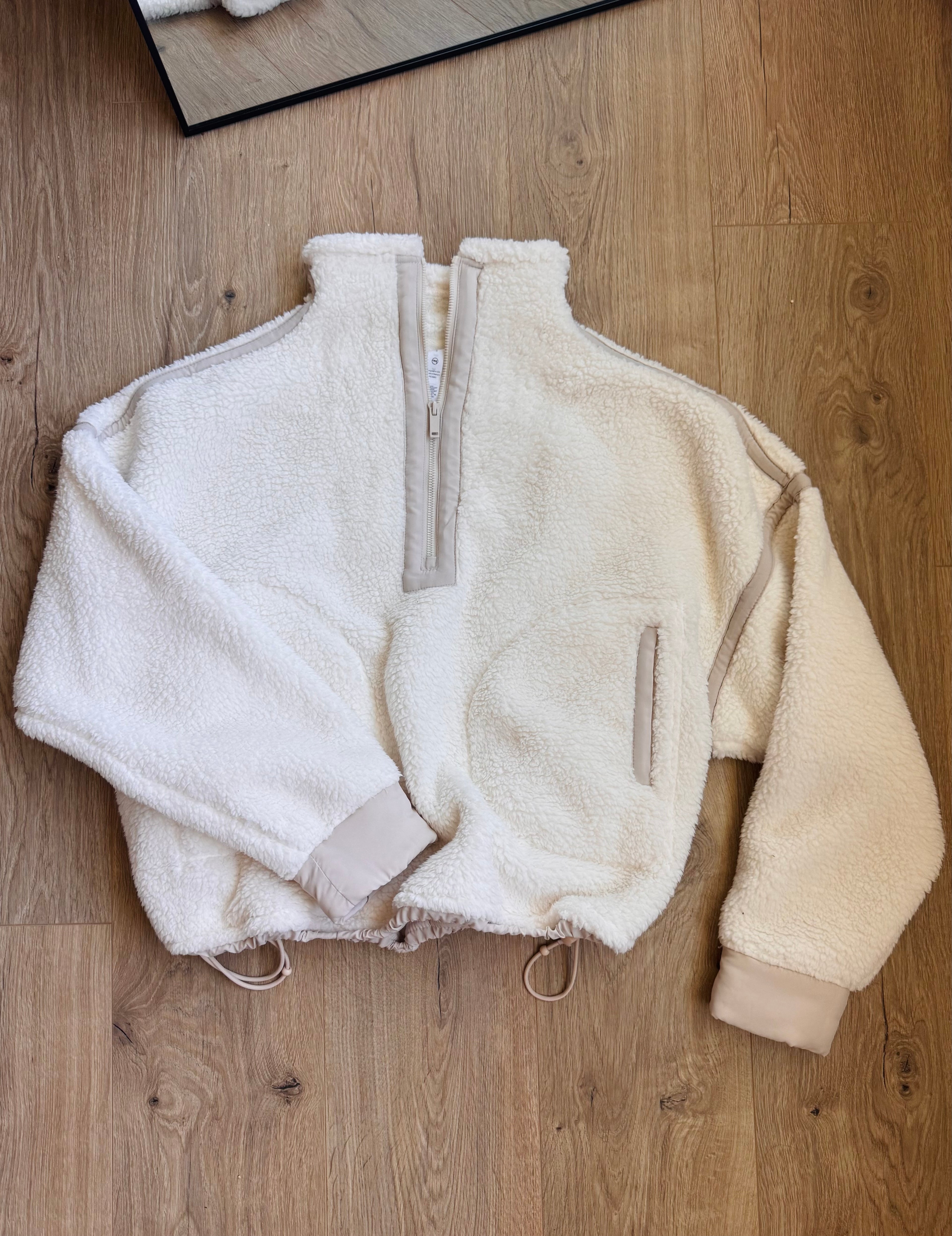 Sherpa fleece half zip - CREAM