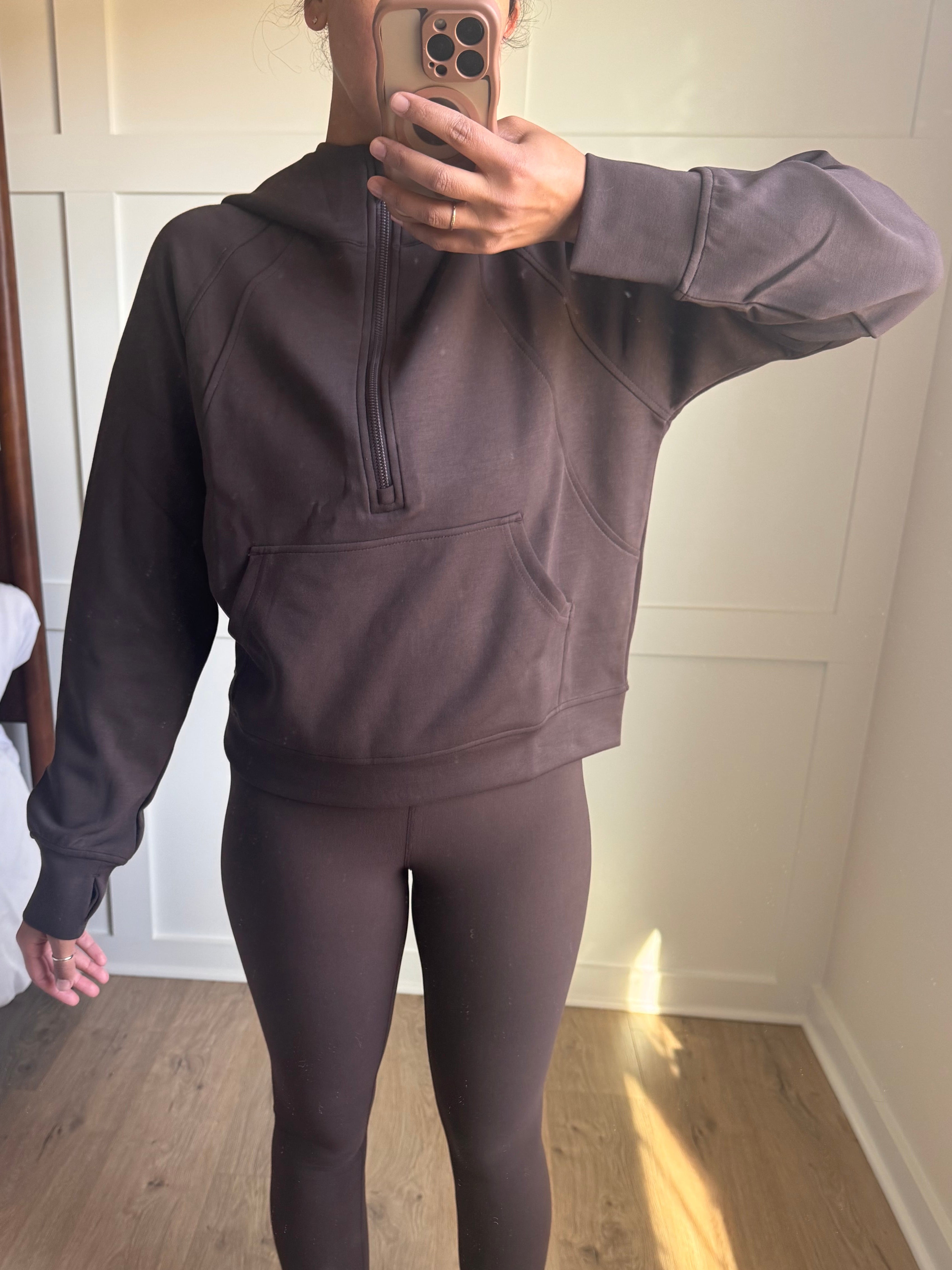 Scuba half zip hoodie - COCOA