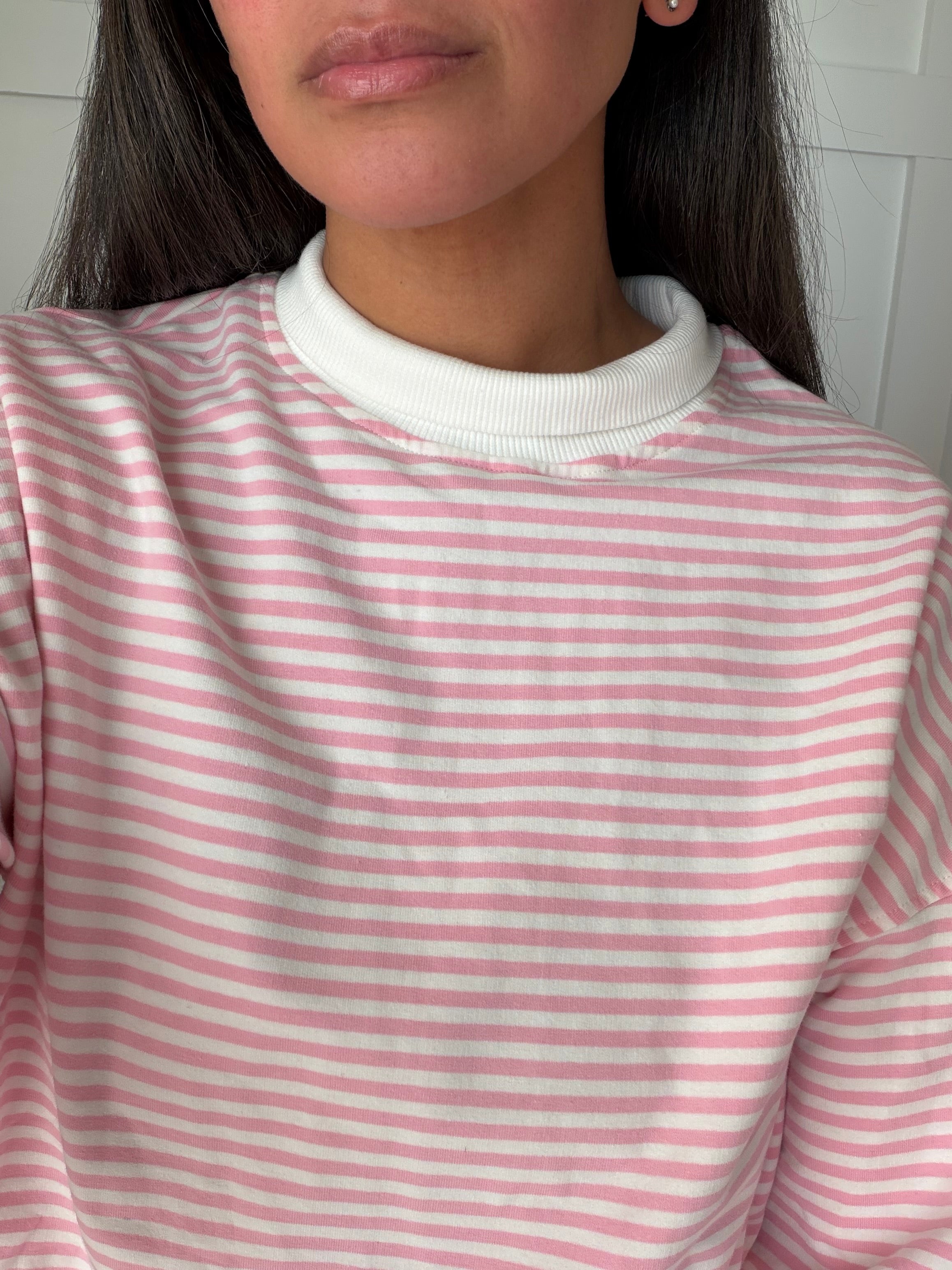Striped mock neck lounge set - Bubblegum