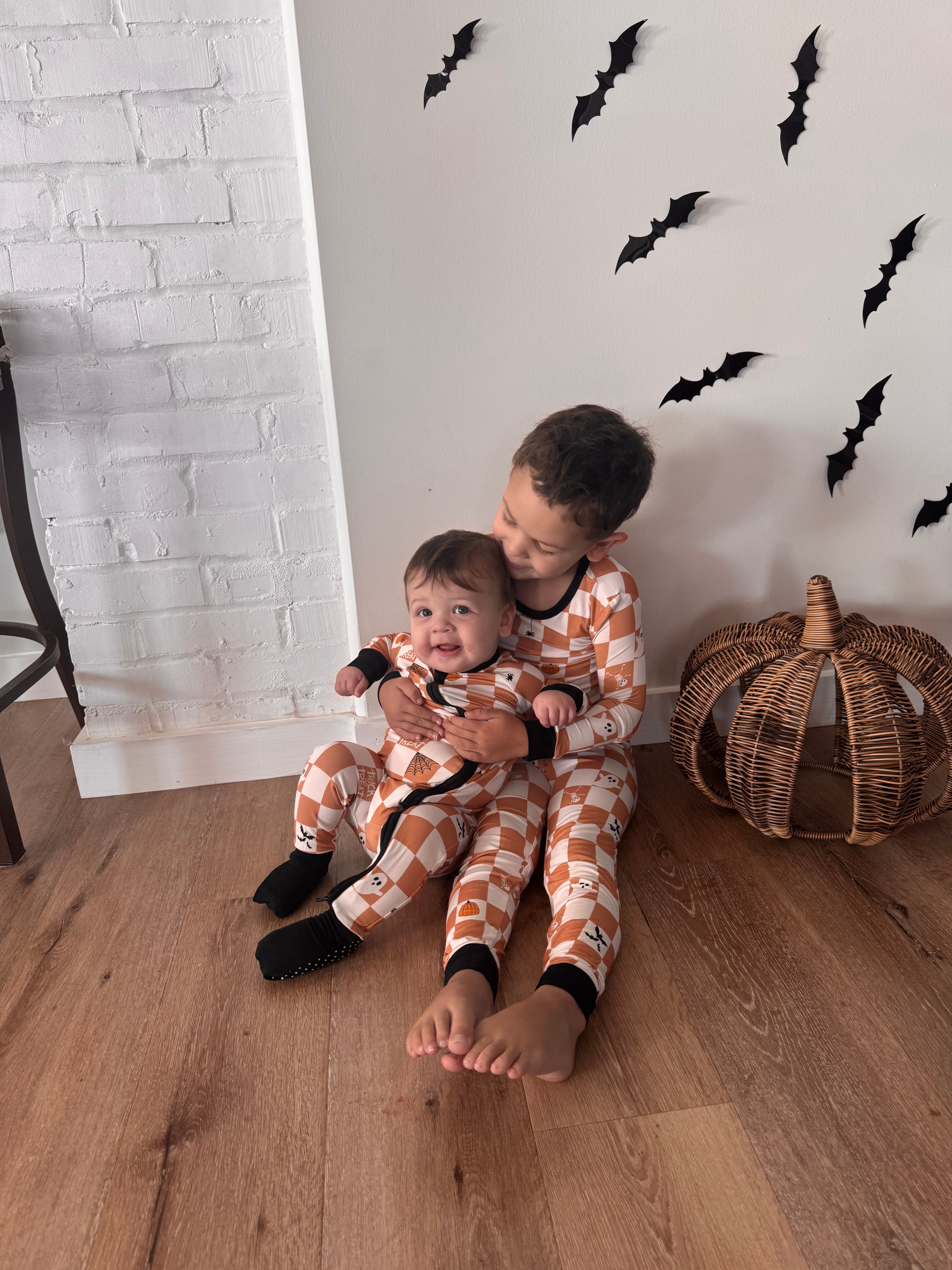 trick-or-treat checkered bamboo zip sleeper