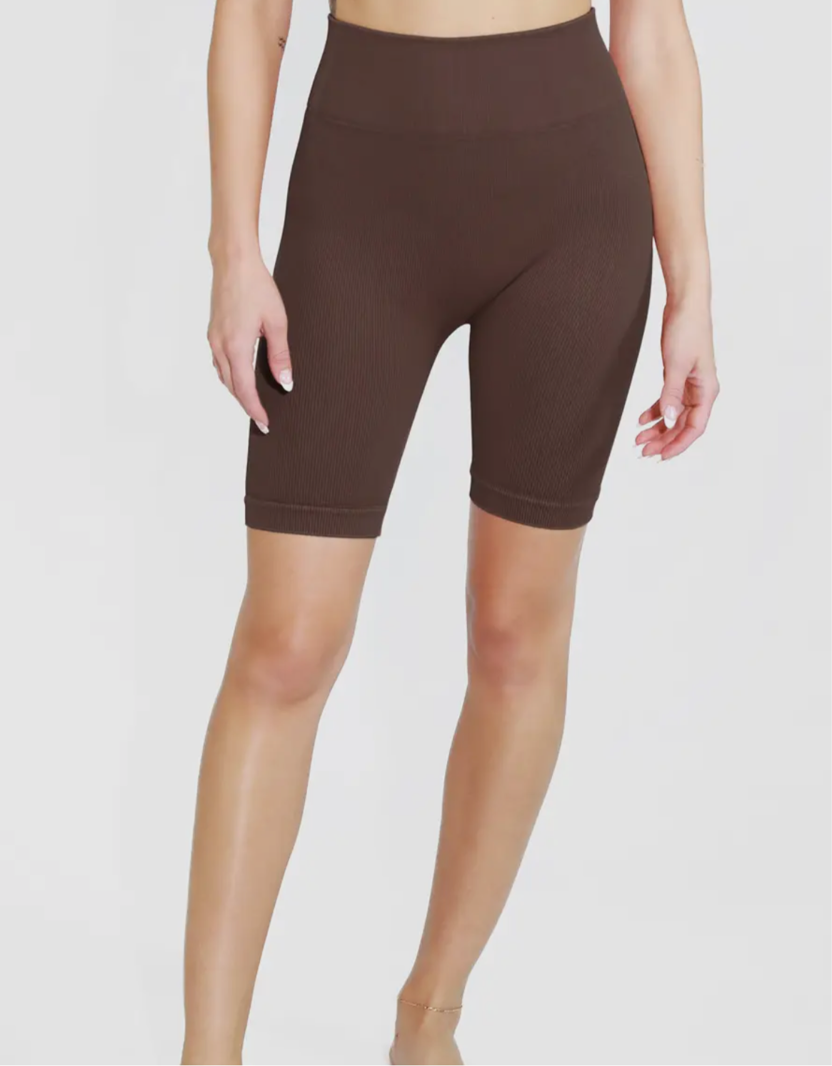 ribbed biker shorts (BROWN)