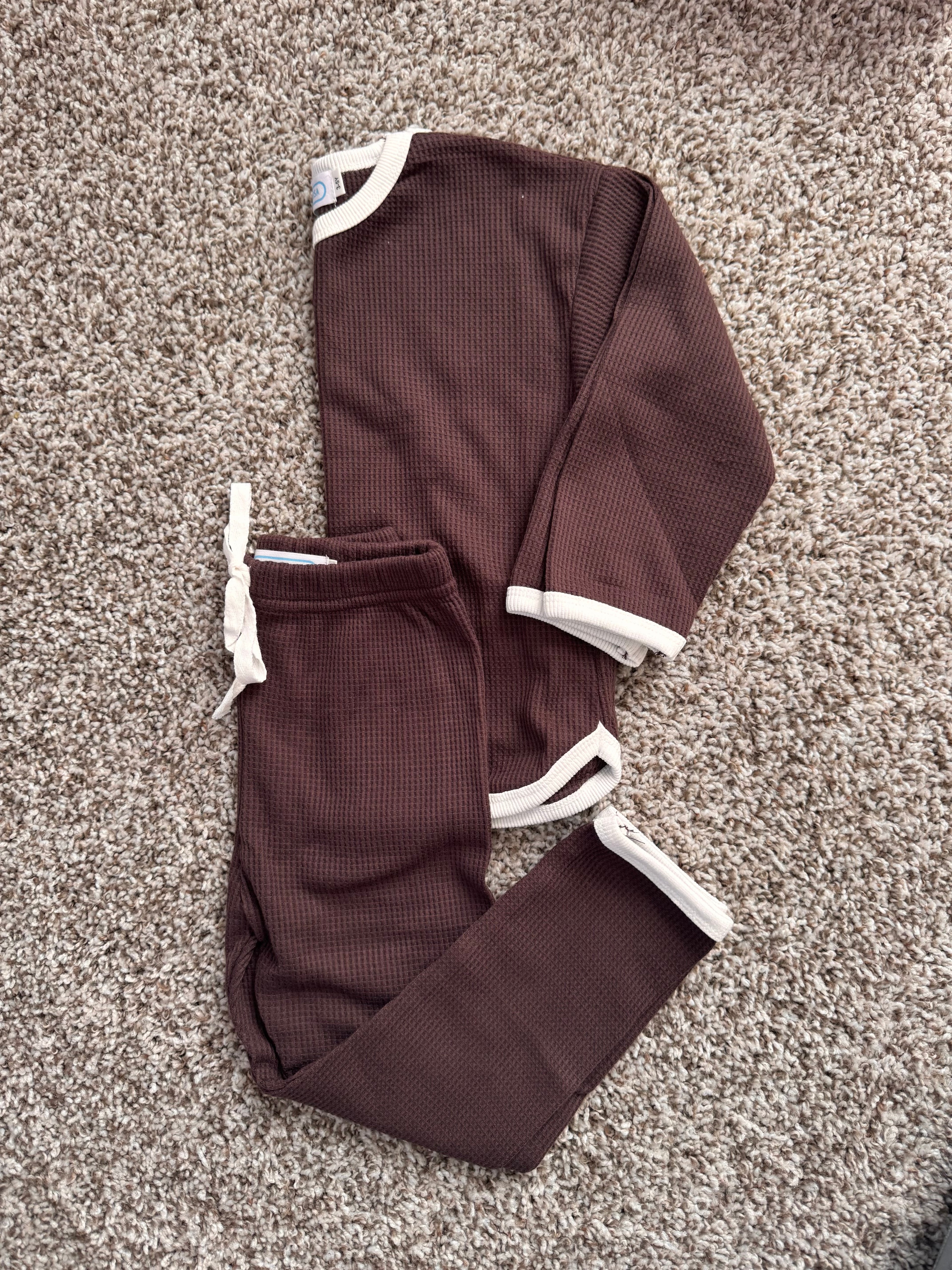 waffle knit set (chocolate)