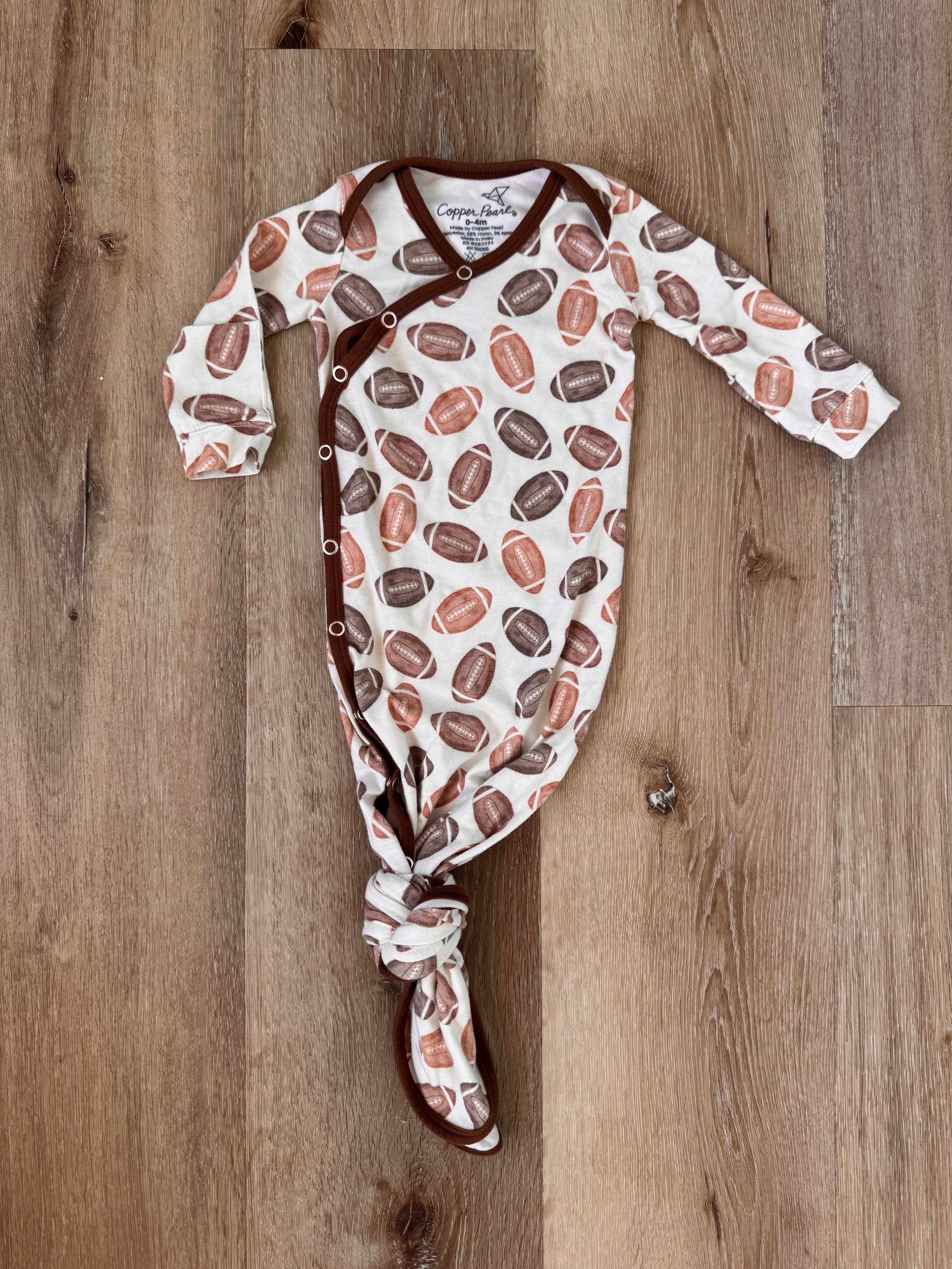 Football long sleeve sleeper gown (0-4mo)